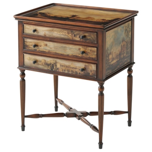 Arcadia Accent Table with Decoupage Landscape
