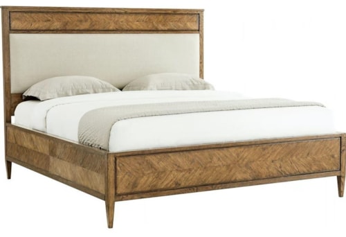 Transitional Upholstered Panel King Bed