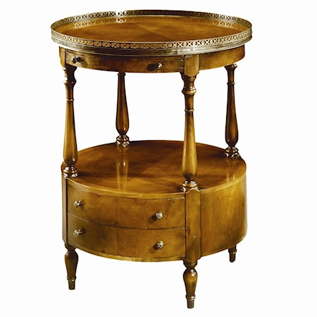 2 Drawer Circular Lamp End Table