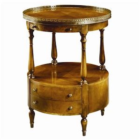 2 Drawer Circular Lamp End Table