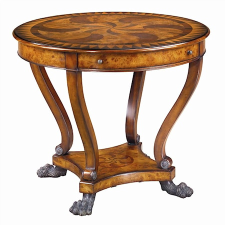 Round Marquetry Inlaid End Table