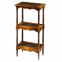 3 Tier Walnut and Brass End Table