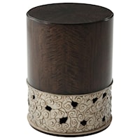 Camille Drum Side Table in  Hazelnut Finish