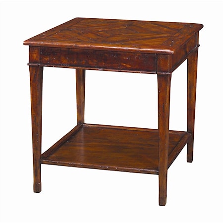 Square Antiqued Wood End Table