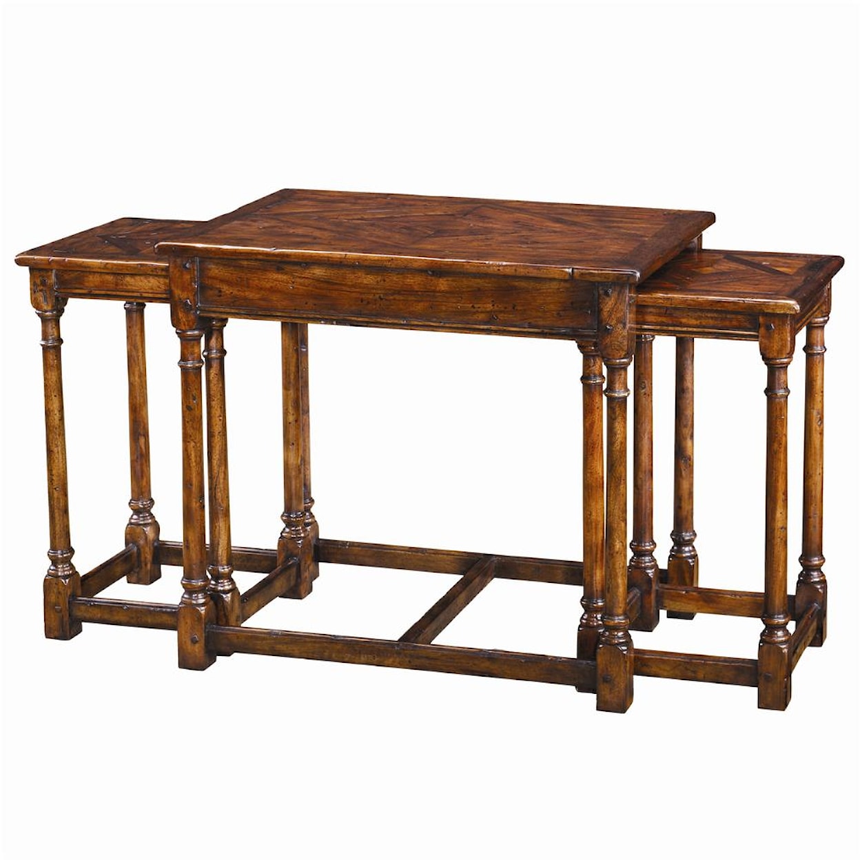 Theodore Alexander Tables 3 Antiqued Wood Parquetry Tables