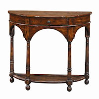 Traditional Antiqued Wood Bowfront Sofa Table