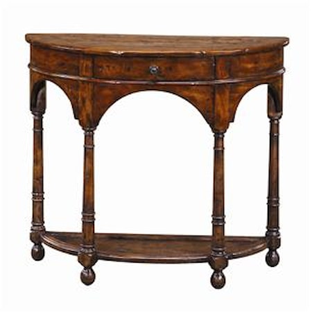 Antiqued Wood Bowfront Sofa Table
