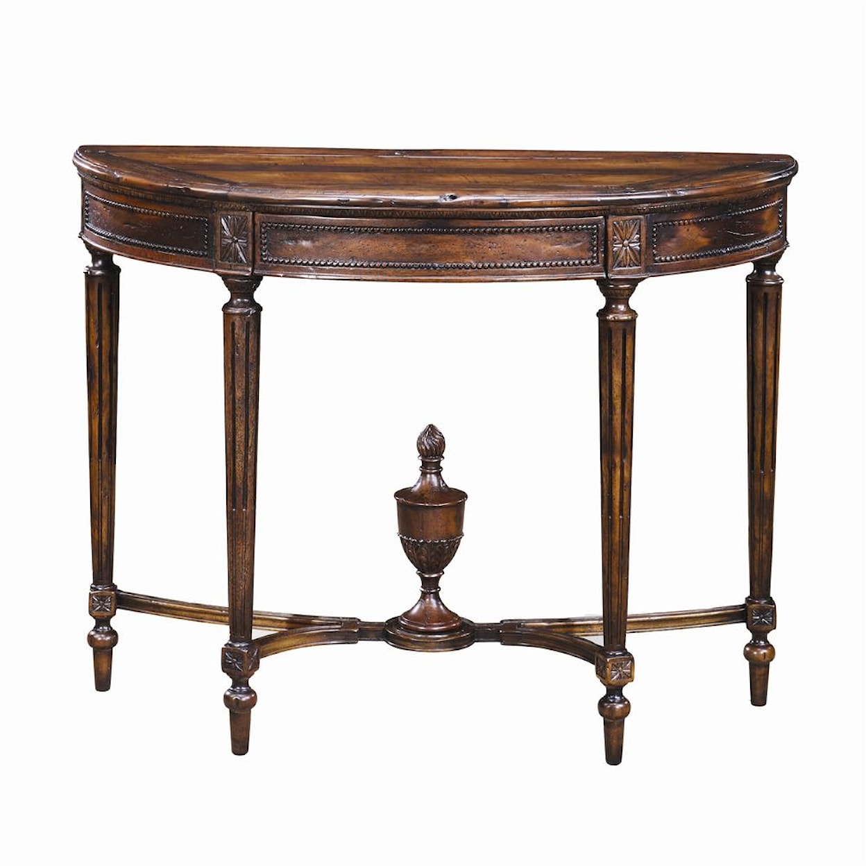 Theodore Alexander Tables Antiqued Wood Bowfront Sofa Table