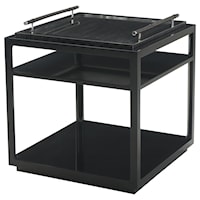 Black Lacquer Chester Accent Table with Removable Tray Top