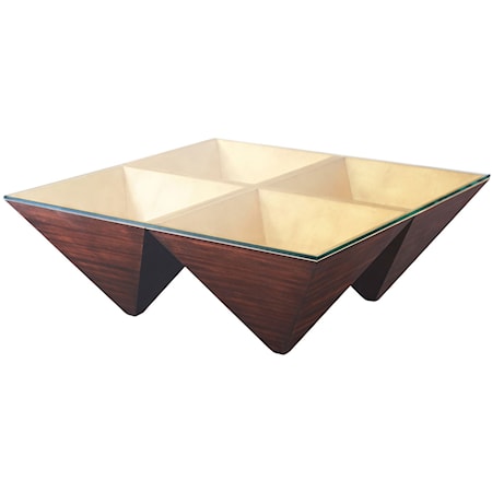 Contemporary Pyramidal Points Cocktail Table with Hand-Leafed Gilting