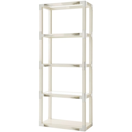 Longhorn White Cutting Edge Etagere with Faux Horn Accents & Glass Inset Shelves