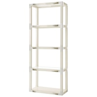 Longhorn White Cutting Edge Etagere with Faux Horn Accents & Glass Inset Shelves