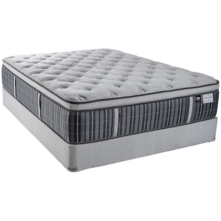 Twin Plush Pillow Top Pocketed Coil Mattress and Natural Wood Foundation