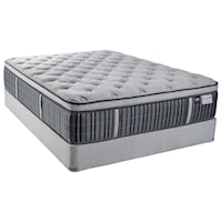 King Plush Pillow Top Pocketed Coil Mattress and Natural Wood Foundation