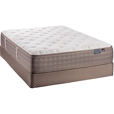 Queen Plush Pocketed Coil Mattress and Natural Wood Foundation