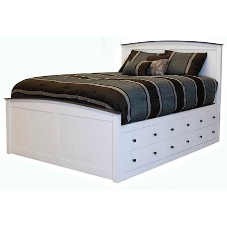 Shoreline King Captains Storage Bed with 12 Side Storage Drawers