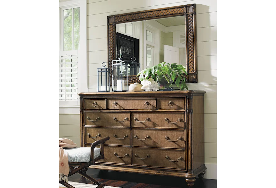 Bali Hai Breakers Double Dresser and Mirror Set by Tommy Bahama Home at Z & R Furniture