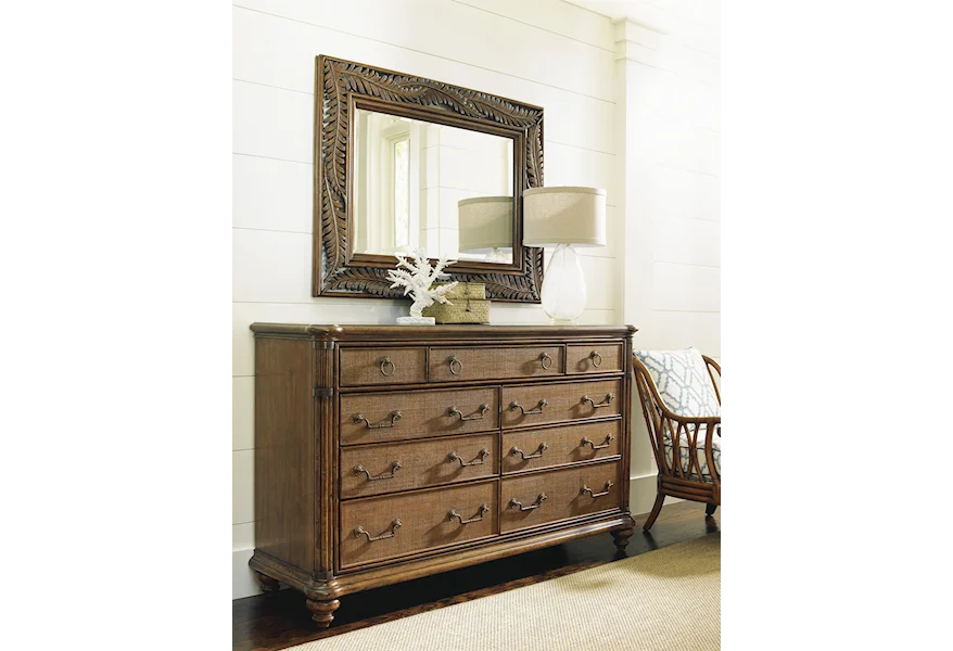 Bali Hai Costa Sera Triple Dresser and Mirror Set by Tommy Bahama Home at Howell Furniture