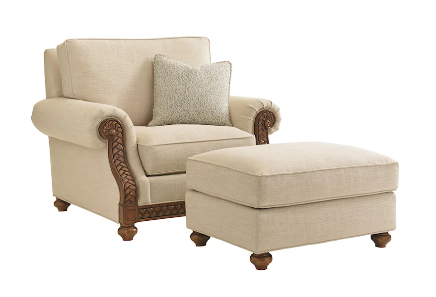 Bali Hai Quickship Shoreline Chair and Ottoman Set by Tommy Bahama Home at Baer's Furniture