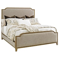 Stone Harbour Queen-Size Bed with Fabric Upholstery and Nailhead Border