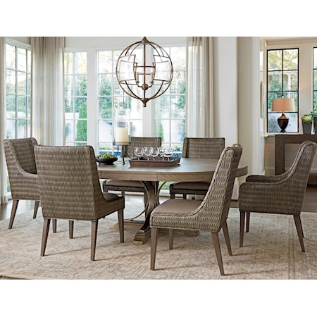 Seven Piece Dining Set with Atwell Table and Brandon Woven Chairs
