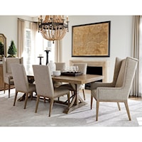 Seven Piece Dining Set with Pierpoint Table and Upholstered Chairs