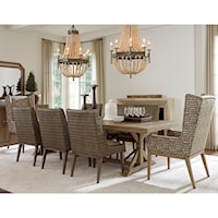 Nine Piece Dining Set with Pierpoint Table Woven Chair and Host Chairs Set