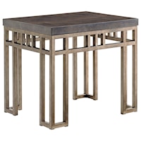 Montera Travertine End Table with Metal Base