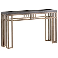 Montera Travertine Sofa Console Table with Metal Base