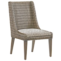 Brandon Woven Rattan Side Chair with Custom Fabric Cushion