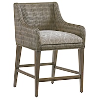 Turner Woven Rattan Counter Stool with Custom Fabric Cushion