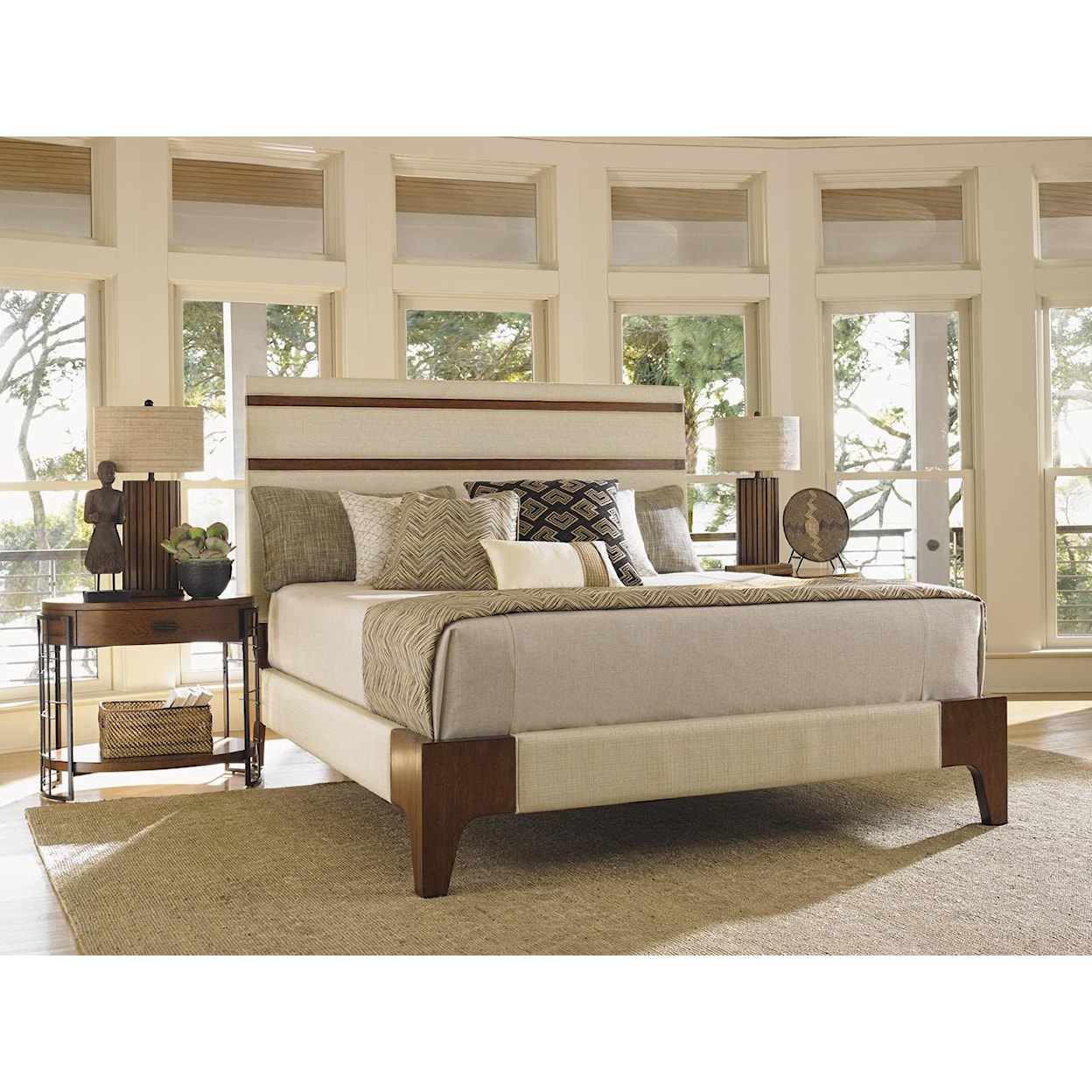 Tommy Bahama Home Island Fusion Mandarin Upholstered Panel Bed King