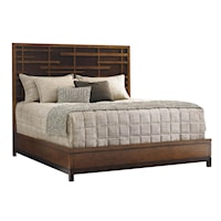 California King-Sized Shanghai Panel Bed with Pan-Asian Fretwork