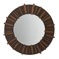 Kobe Round Mirror on Dark Hickory Frame