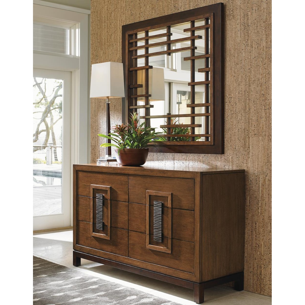 Tommy Bahama Home Island Fusion Tahara Dresser and Mirror Set