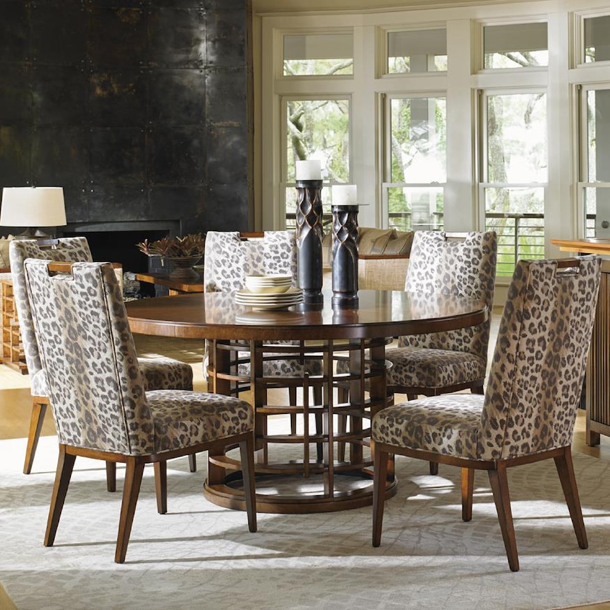Tommy Bahama Home Island Fusion Meridien Dining Table and Side Chair Set