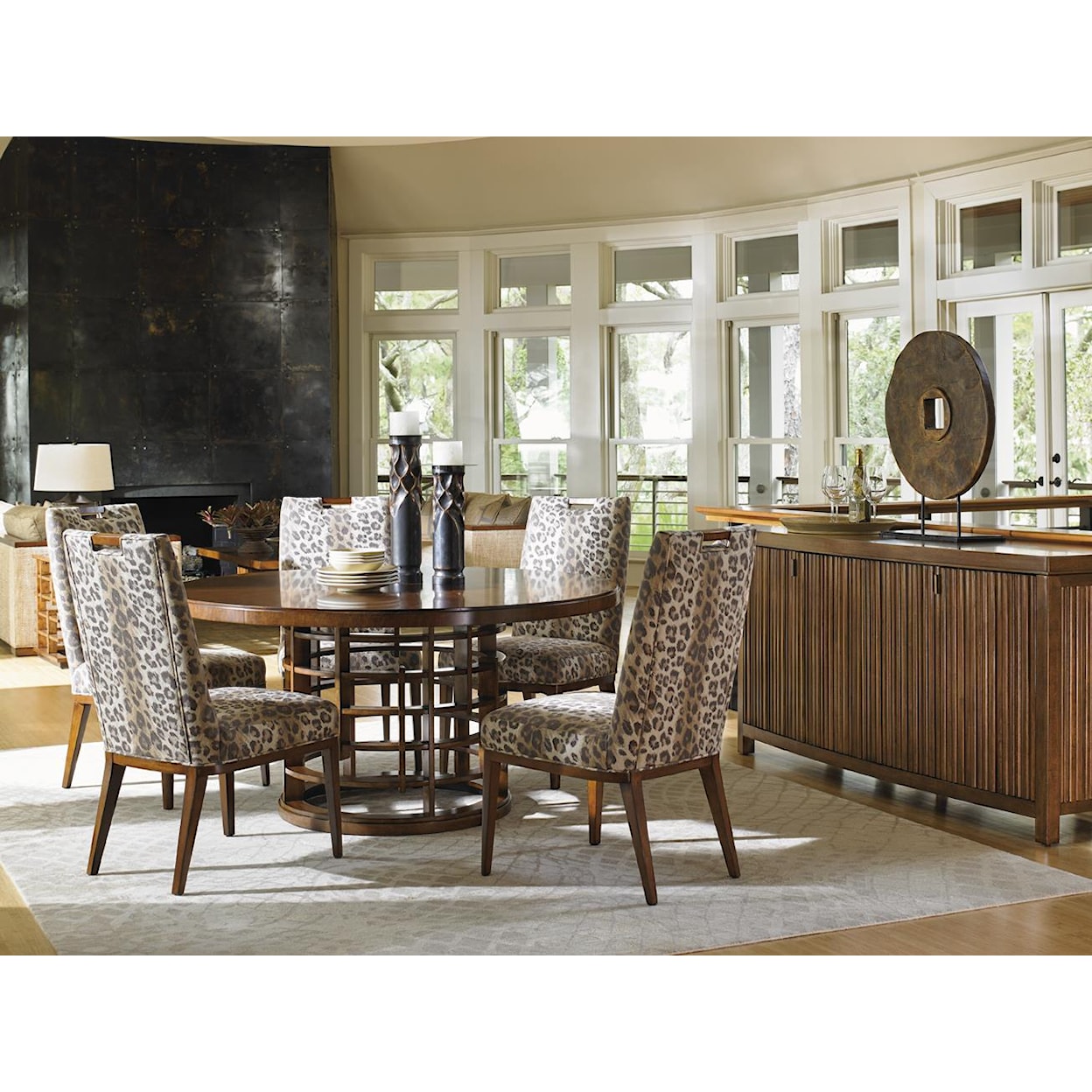 Tommy Bahama Home Island Fusion Meridien Dining Table and Side Chair Set