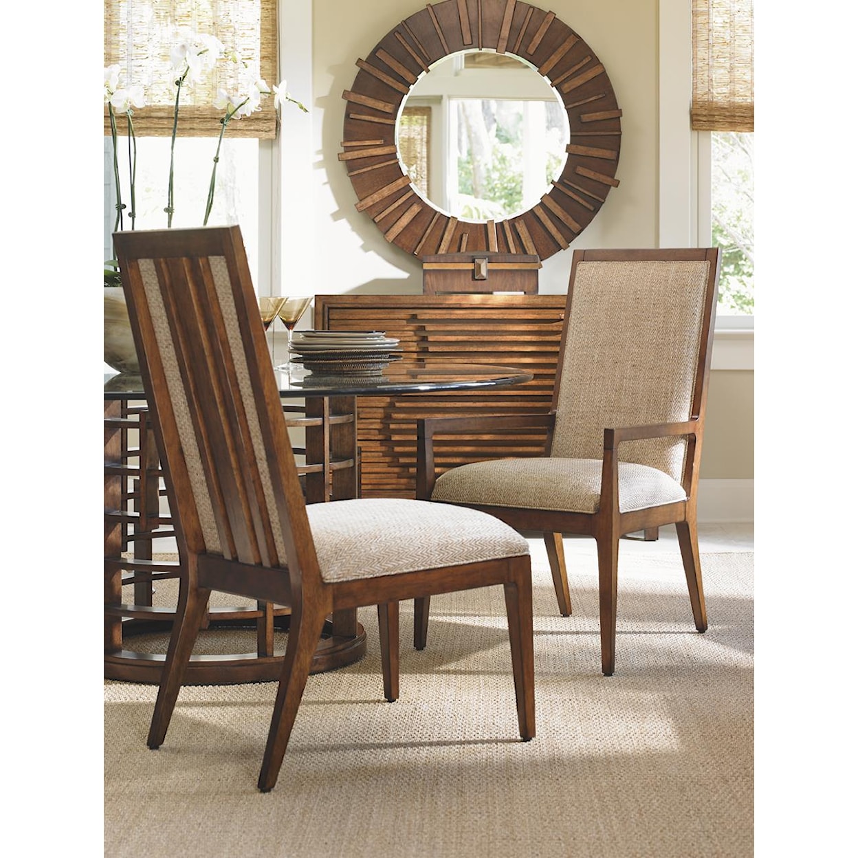 Tommy Bahama Home Island Fusion Natori Customizable Slat Back Arm Chair