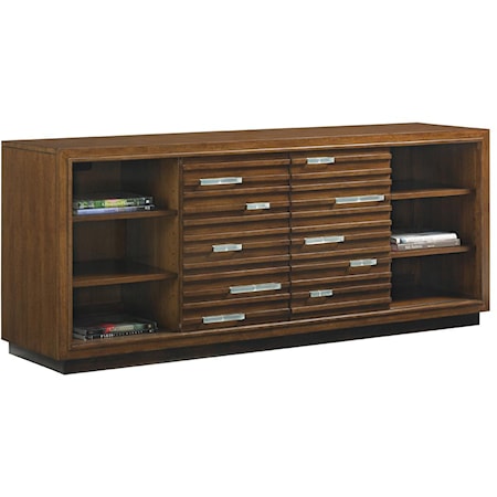 Princeville Media Console with Fused Glass Accents and Wire Management