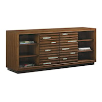 Princeville Media Console with Fused Glass Accents and Wire Management