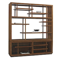 Taipei Asian-Inspired Media Bookcase with Wire Management Openings