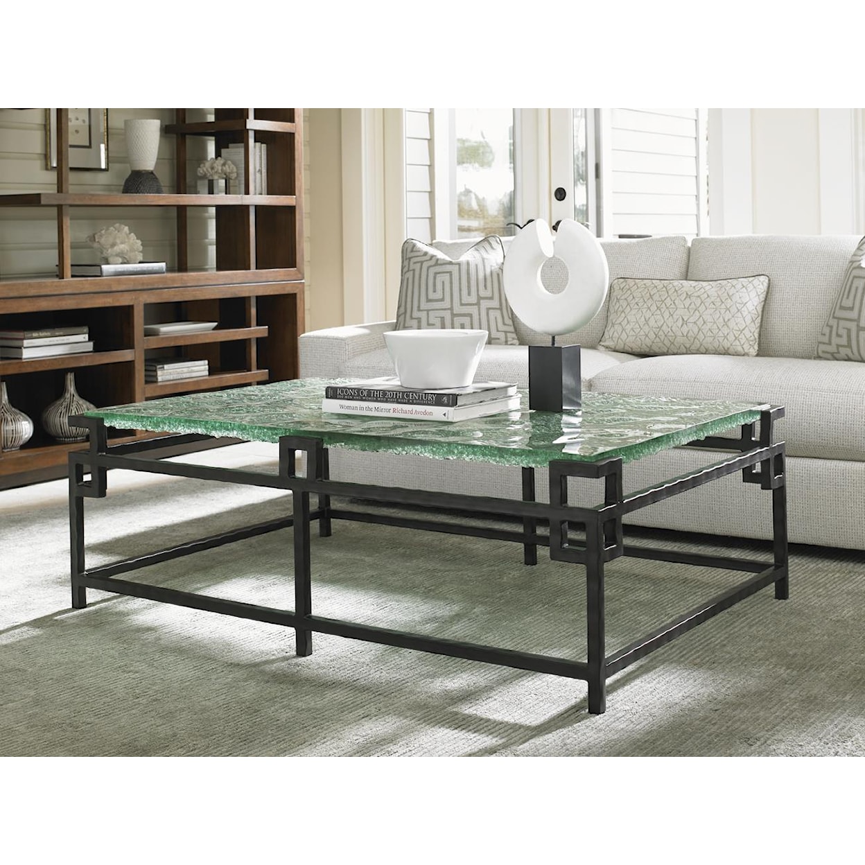 Tommy Bahama Home Island Fusion Hermes Reef Glass Top Cocktail Table