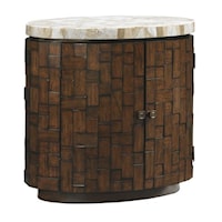 Banyan Oval Accent Table with Stone Top and Interior Storage