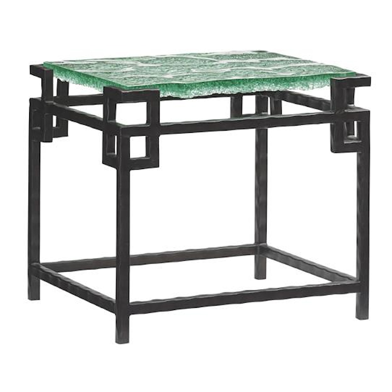 Tommy Bahama Home Island Fusion Hermes Reef Glass Top End Table