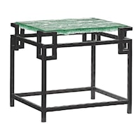 Hermes Reef Glass End Table with Metal Base