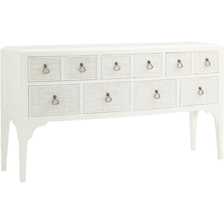 7 Drawer Spanish Point Sideboard with Woven Raffia Drawer Fronts