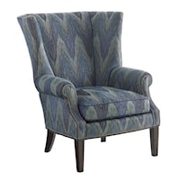 Marissa Wing Chair with Tight-Rolled Arms and Nailhead Border