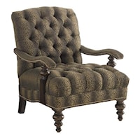 Acapella Button-Tufted Accent Chair with Upholstered Arms and Nailheads