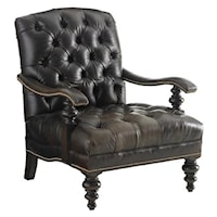 Acapella Button-Tufted Accent Chair with Upholstered Arms and Nailheads