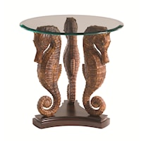Sea Horse Lamp Table with Glass Top